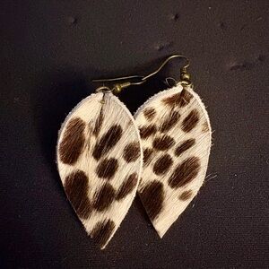 Leopard Print Leaf Earrings